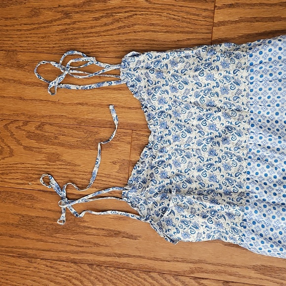 J Crew Tiered Blue Floral Patchwork Pattern Cotton Sundress Size Large - Picture 3 of 6